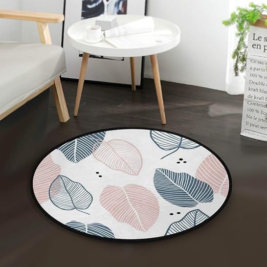 Alfombra redonda para baño, diseño de hojas florales en estilo plano