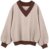 Remidoo V Neck Oversized Sweatshirt For Women Long Sleeve Fleece Sweater | Casual, Vneck, Loose Fit, Baggy, Drop Shoulder, Over Sized Pullover Top, Solid, Basic, Winter, Fall Outfits