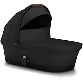 Cybex eGazelle/Gazelle S Cot Baby Bassinet - Easy-Carry Ergonomic Handle, Sun Canopy &amp; Spacious, Cozy Interior, Compatible Gazelle S Stroller, Moon Black