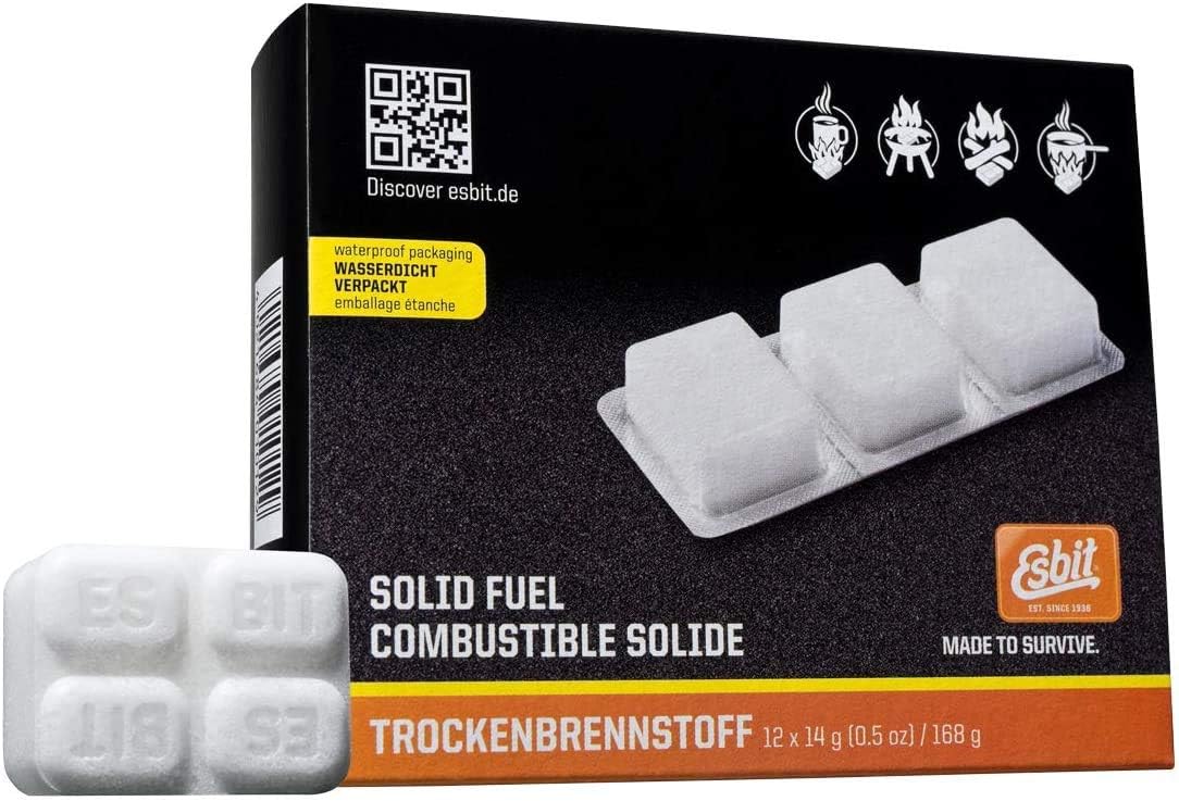 Esbit 1300-Degree Smokeless Solid 14g Fuel Tablets for Backpacking, Camping, and Emergency Prep