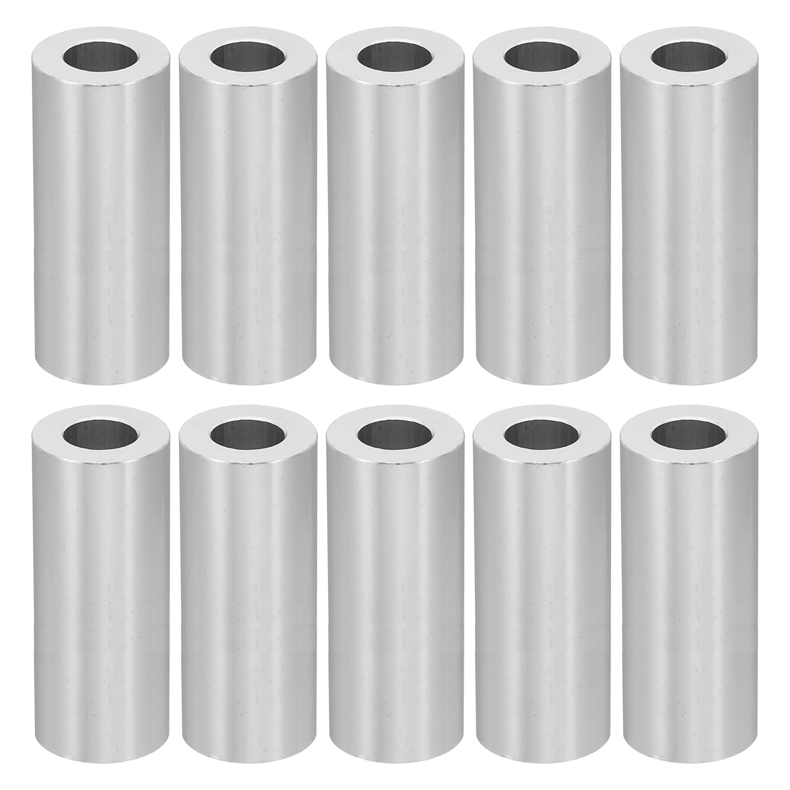 PATIKIL M10 Aluminum Spacers, 10 Pcs Metal Spacer Aluminum M10 X3/4"OD X1-1/2"L Aluminum Spacer Screw Standoff Round for 3/8" or M10 Screw Bolts, Silvery