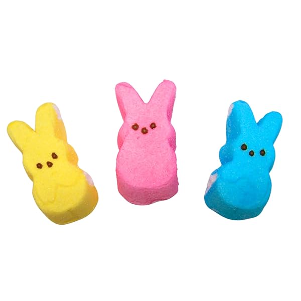 PEEPS EASTER MARSHMALLOW BUNNIES, PINK BLUE YELLOW, 4.5 OZ, 12 COUNT, 3 PACK
