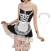 JasmyGirls Sexy Maid Lingerie for Women French Maid Outfit Anime Cosplay Costume Role Playing Fancy Dress Naughty Apron