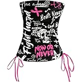 SOLY HUX Women's Y2k Graphic Tube Top Gothic Grunge Sleeveless Strapless Crop Bandeau Tops