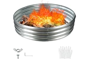 YSEJOMP 60 Inch Diameter Round Galvanized Fire Pit Ring/Fire Ring - Foldable and Perfect for Outdoor Gatherings and Campfires in The Yard/Garden/Park/Beach (5 FT Diameter, Silver)