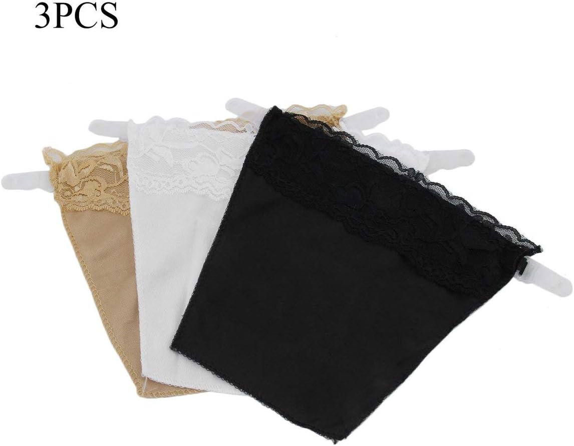 3 pcs/Set Seamless Lace Bra Quick Easy Clip On Neck Vest Cleavage Control Panels Lace Set 3 Colors Packed Bra - Skin Color