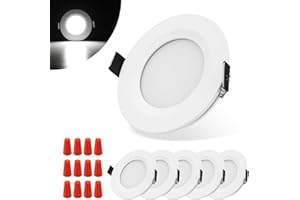 ULITECO RV Recessed LED Ceiling Light 3W 220LM Downlight 12V Ultra-Thin Puck light, Dimmable RV Lights Interior for Camper Van Truck Motorhome Boat Sailboat Roof Under Cabinet Lighting, 6 Pack (Cool White)