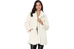Allegra K Women's Faux Fur Coat Lapel Warm Overcoat Winter Open Front Fluffy Jackets