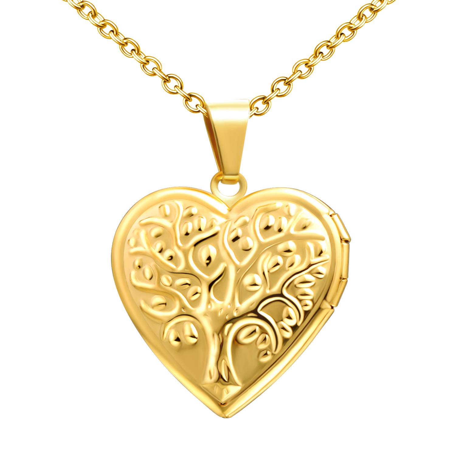 Tree of Life Heart Locket Necklace 20"(50cm) Chain for Women Mother's Day with Gift Box Gift Card