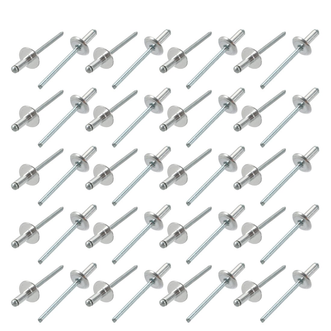 Sourcingmap 40 Pcs 4mm x 10mm Aluminum Open End Large Flange Blind Rivets