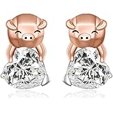 Origami Pig Earrings Sterling Silver Stud Love Heart Pig Jewelry for Women Daughter