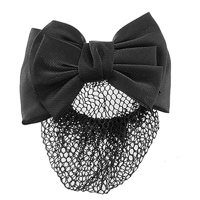 Woman Snood Net Black Bowknot Detail French Clip Hair Barrette