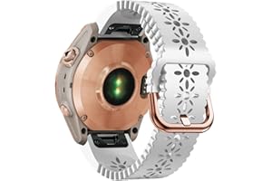 Abanen Lace Silicone Watch Bands for Garmin Fenix 7S / Fenix 6S / Fenix 5S / Instinct 2S, Quick Fit 20mm Soft Silicone Sport Hollowed-out Slim Wrist Strap for epix Pro 42mm