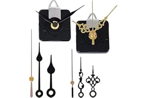 EMOON 2 Pack Clock Movement Mechanism with 4 Pairs of Short Hands Battery Silent Sweep Operated Quartz Clock Motor Kit DIY Repair Parts Replacement, 3/4 Inch Total Shaft Length