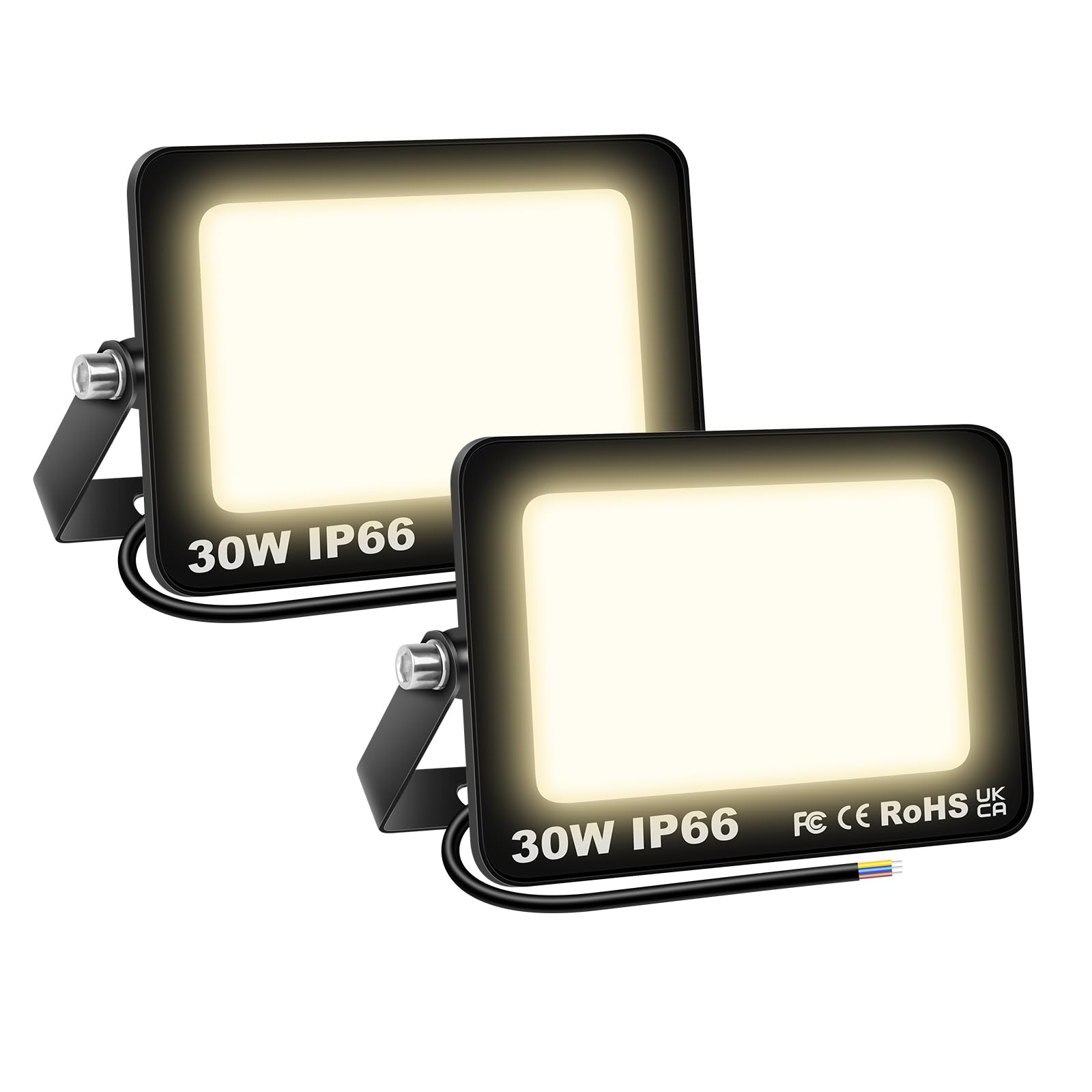 Willpower 2pcs Outdoor LED Floodlights 30W 3000lm LED Security Lights IP66 Waterproof 175V-265V Daylight Warm White 3000K Wall Light for Garden Garage Back Door Yard Lawn Court Patio — image 1