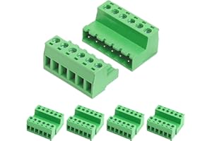 ATMLCOER 5Pairs 6 Pin 5.08mm Pitch Screw Terminal Block Connector Pluggable with Phoenix Plug for 28-12AWG Cable (5pairs, 5.08mm - 6P)