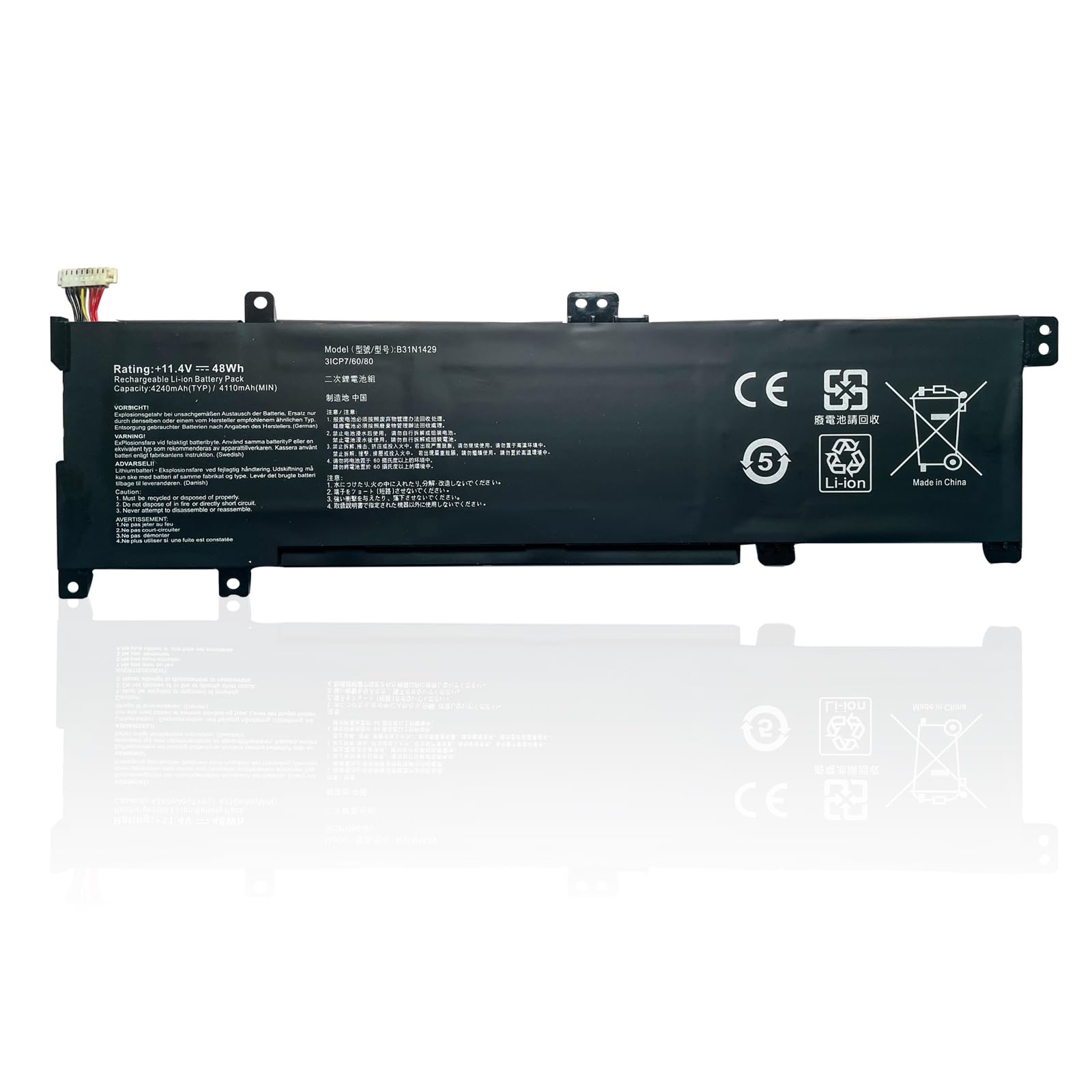 B31N1429 0B200-01460000 0B200-01460100 Laptop Battery Replacement for Asus A501LB5200 K501 K501UX K501UQ K501LX K501LB K501L A501L K501U K501UB K501UW K501LX-NH52 K501UX-AH71(11.4V 48Wh)