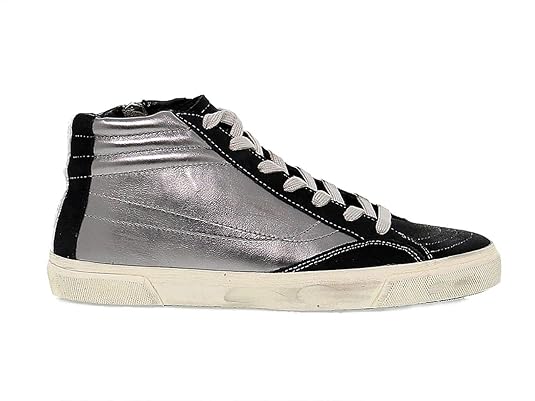 BIKKEMBERGS Herren BKE108250 Silber Wildleder Hi Top Sneakers