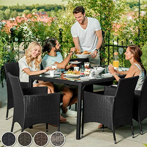 ADHW Poly Rattan GARTENMÖBEL ESSGRUPPE SITZGRUPPE GARTENGARNITUR GARTENSET (Color : Schwarz) – Bild 3