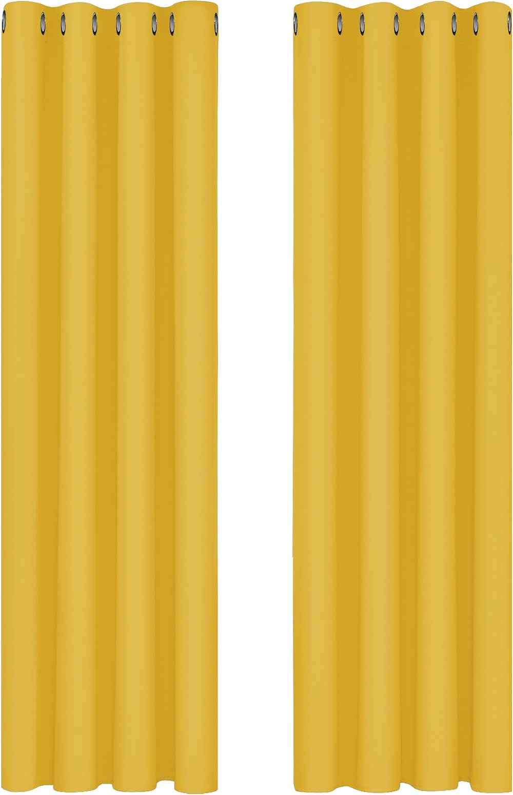 Deconovo Thermal Insulated Eyelet Blackout Curtains 90x90 Mellow Yellow 2 Panels