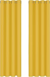 Deconovo Thermal Insulated Eyelet Blackout Curtains 90x90 Mellow Yellow 2 Panels