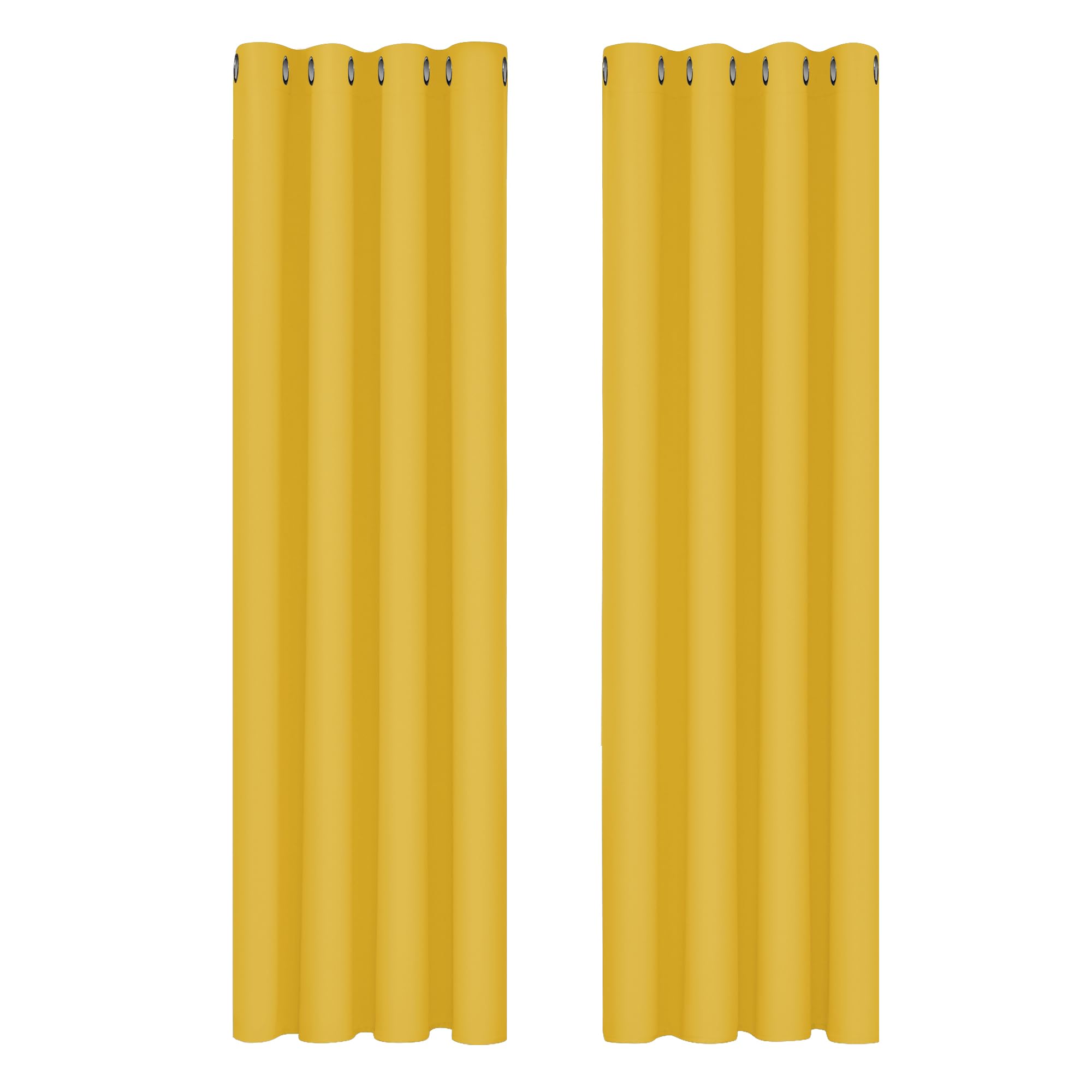 Deconovo Thermal Insulated Eyelet Blackout Curtains for Bedroom 66 x 90 Inch Mellow Yellow 2 Panels