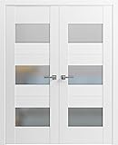 VDOMDOORS Solid French Double Doors 60 x 84 inches