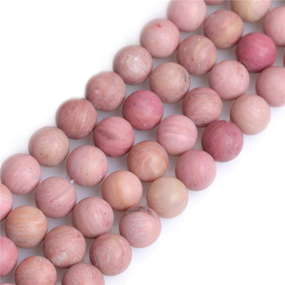 SHGbeads 10mm Frost Matte Pink Rhodonite Jasper Semi Precious Gemstone Round Loose Beads for Jewellery Making DIY Handmade Craft Supplies 15"