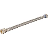 Eastman 18 Inch Steel-Flex Water Heater Connector, 3/4 Inch FIP Swivel x 3/4 Inch Compression, Flexible Braided Stainless Ste