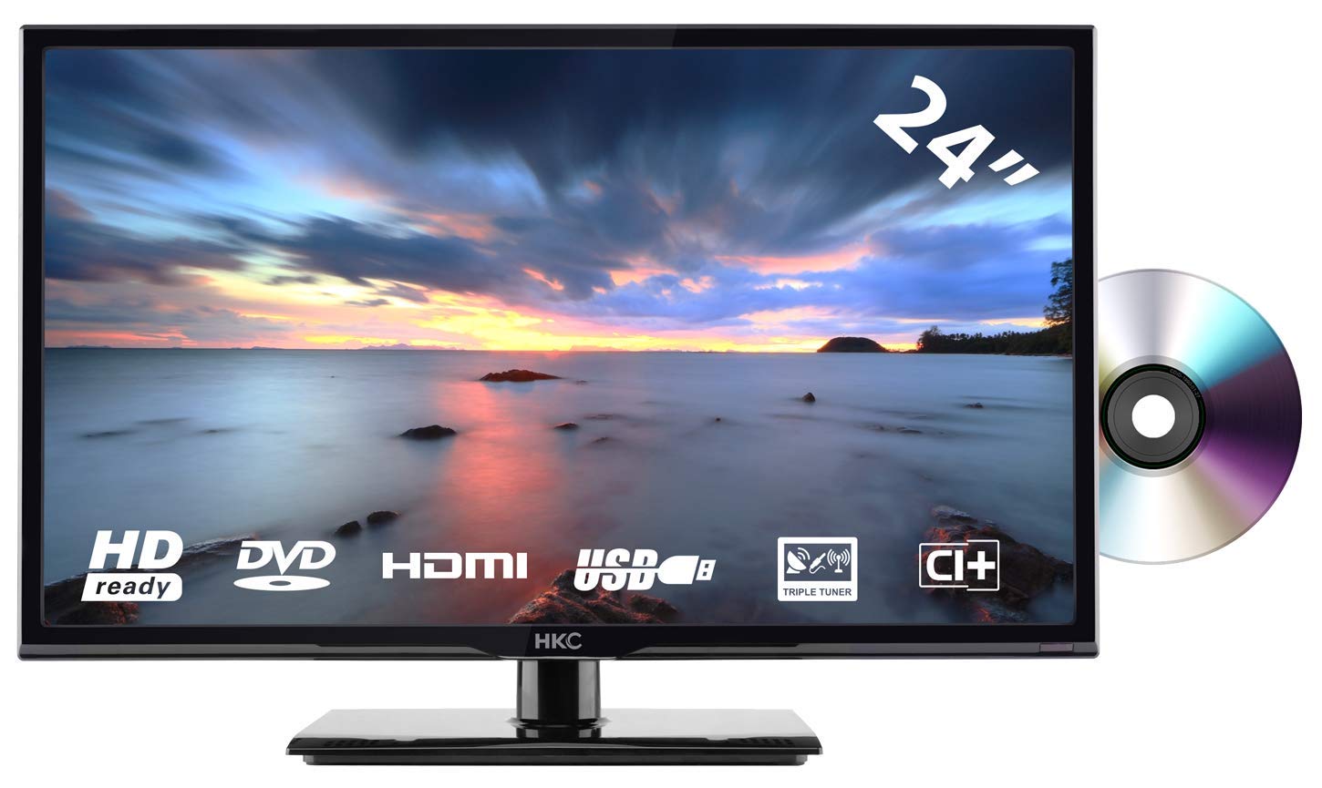 HKC 24 inch LED TV with built-in DVD-player (HD, Triple Tuner, CI +, HDMI, Media Player USB 2.0)
