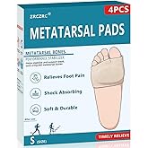 ZRCZRC Metatarsal Pads for Men and Women, Ball of Foot Cushion with Gel Pad, Foot Pads for Ball Pain Relief, Morton's Neuroma, Metatarsalgia Support(Beige/S)