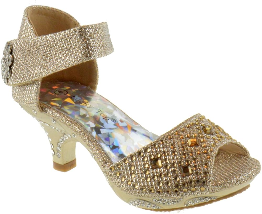 Amazon.com | Lucky Top Tawny 1K Little Girls Rhinestone Heel Platform Dress Sandals | Sandals