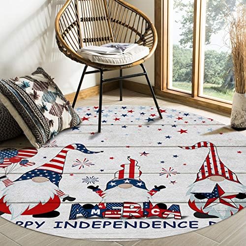 MuswannaA Extremely Mushy Flooring Carpet Comfortable Runner Rug Children Play Mats for Residing Room Bed room Nursery Decor Comfortable Independence Day USA Flag Free Gnomes Pentagram Picket Board Spherical Space Rug- 4ft Diameter