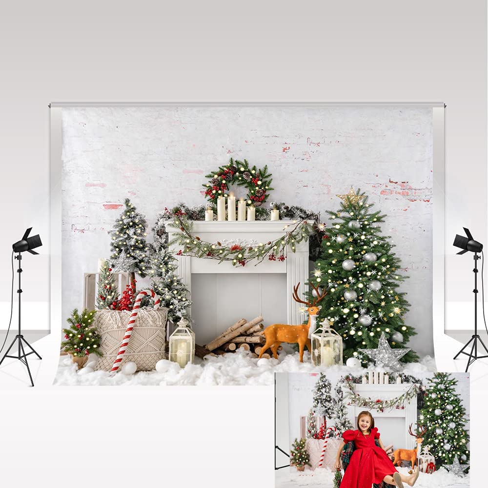 Kate Merry Christmas Photo Backdrop for Photography Xmas Tree Fireplace Xmas Party Photo Studio Background Photo Studio Prop 10x10ft/3x3m