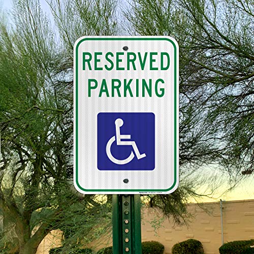 Handicap Parking Sign, Reserved Parking Sign, Large 12x18 3M Reflective (EGP) Rust Free .63 Aluminum - //coolthings.us
