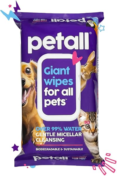petall Extra Large Hypoallergenic Biodegradable Pet Wipes Fragrance Free 50