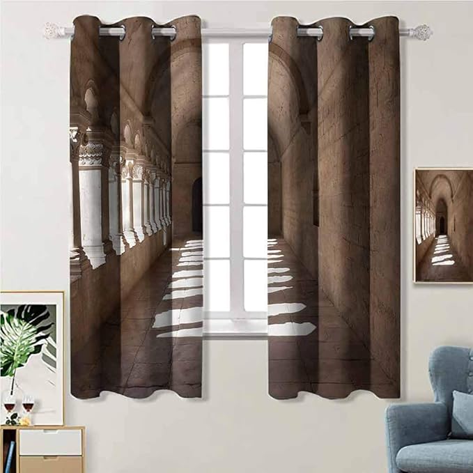 Medieval,Senanque Abbey Corridor Modern Print Curtains Curtains for