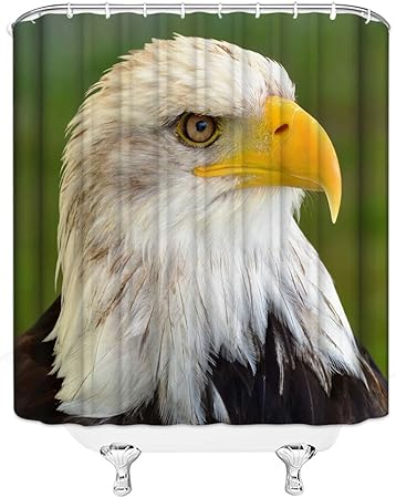 Amnysf American Bald Eagle Decor Home Shower Curtain National Bird White Head Green Background 70x70 Inch Waterproof Polyester Fabric Bathroom Accessories Curtains 12pcs Hooks Amazon Co Uk Kitchen Home