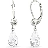 Galaxy Gold GG 14k Solid Gold Leverback Earrings with Diamonds and White Topaz