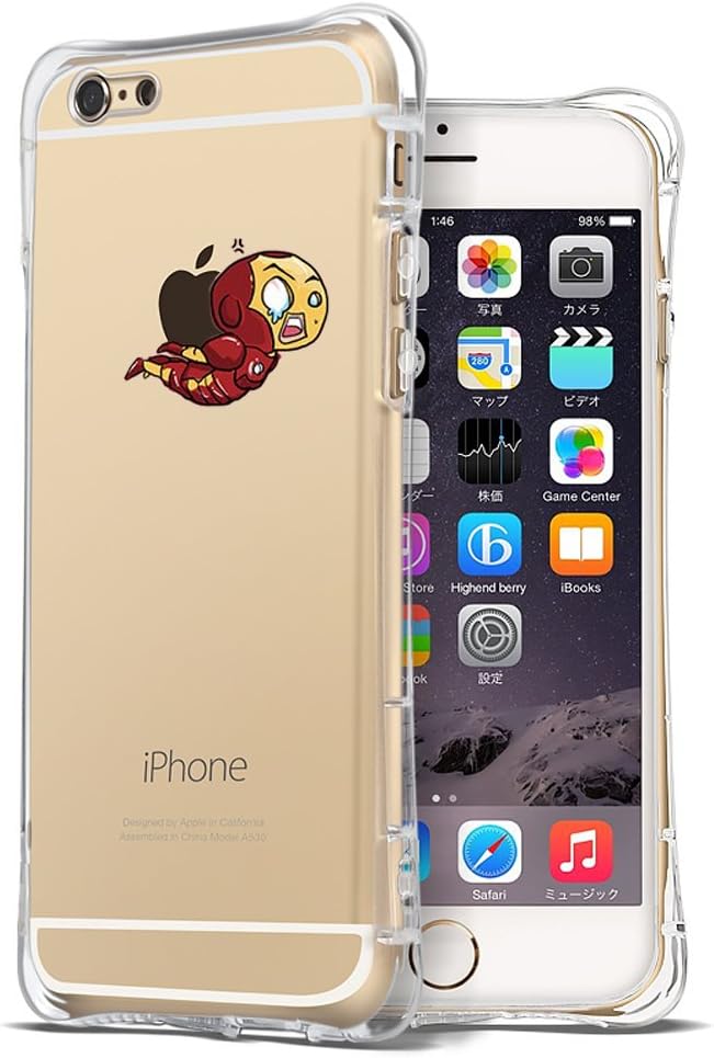 Iron Man iPhone 6S Case, Funny Cute Ultra Transparent Thin Slim Air Cushion Bumper TPU Silicone Shockproof Clear with Design Superhero Cartoon Character Protective Cover for Apple IPhone 6 6S 4.7 inch