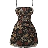 Milumia Women's Floral Print Mini Dress Boho Spaghetti Strap A Line Short Dresses Western Country Concert Outfits