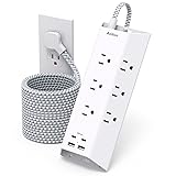 Surge Protector Power Strip 15 ft, Addtam Flat Plug