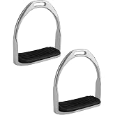 QWORK Horse Riding Stirrups, Hose Saddle, Safety Stirrup, Stainless Steel English Riding Protection Saddle, Knee Ankle Reduce Pressure, 1 Pair