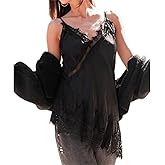 Women Satin Lace Long Camisole Y2k Spaghetti Strap Silky Patchwork Cami Top Sexy Layering Slip Dress Fairy Streetwear
