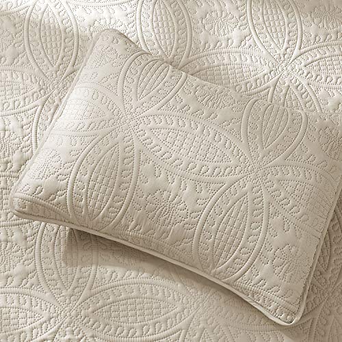 VEEYOO Bedspread Quilt Set King Size - Soft Microfiber Lightweight Coverlet Quilt Set for All Season, Quilt Set 2 Piece (1 Quilt, 2 Pillow Sham), Ivory