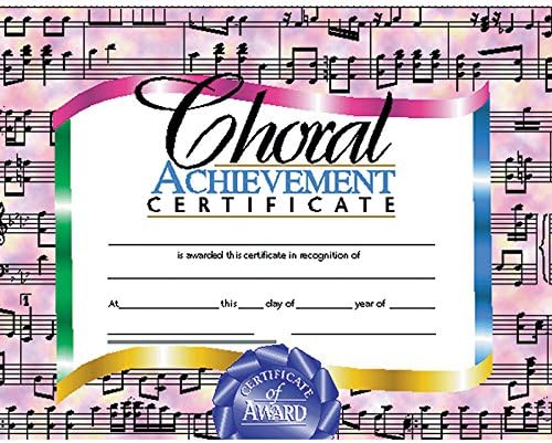 Choral Certificate (Set of 30)