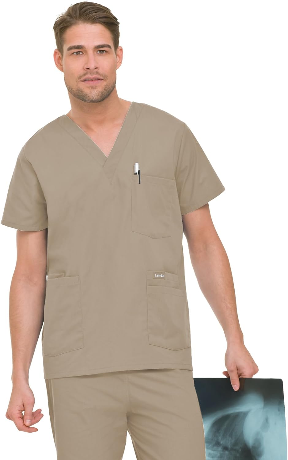 Landau Men's 5 Pocket Scrub Top7489 Clothing