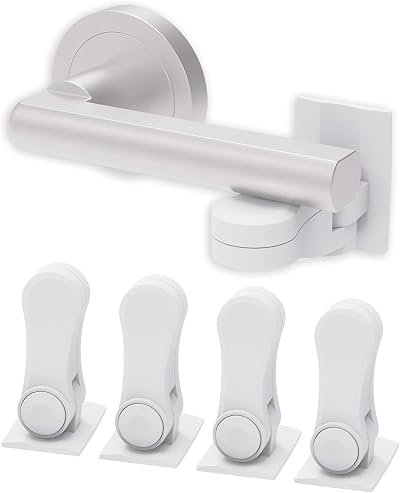 Inaya Child Proof Door Lever Lock 4 Pack - No Drill 3M Adhesive - Minimalist