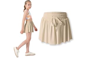ELEVEN'S KINGDOM 2-in-1 Butterfly Shorts Girls Flowy Shorts, Kids Girls Athletic Shorts with Spandex Liner and Side Pocket for Fitness