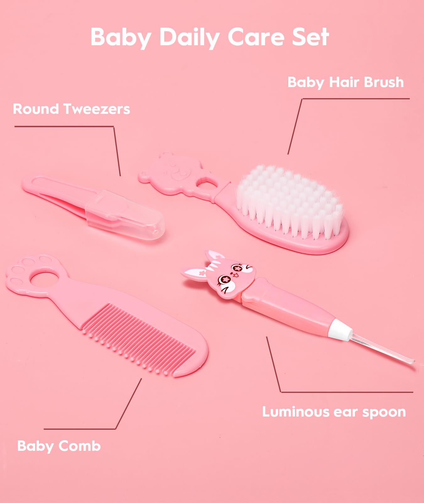 Baby Healthcare and Grooming Kit, Safety Newborn Nursery Baby Care Kit, with Hair Brush Comb, Nail Clipper, Thermometer, Pacifier Clip, Baby Registry Search, Baby Girl Boy Newborn Essentials